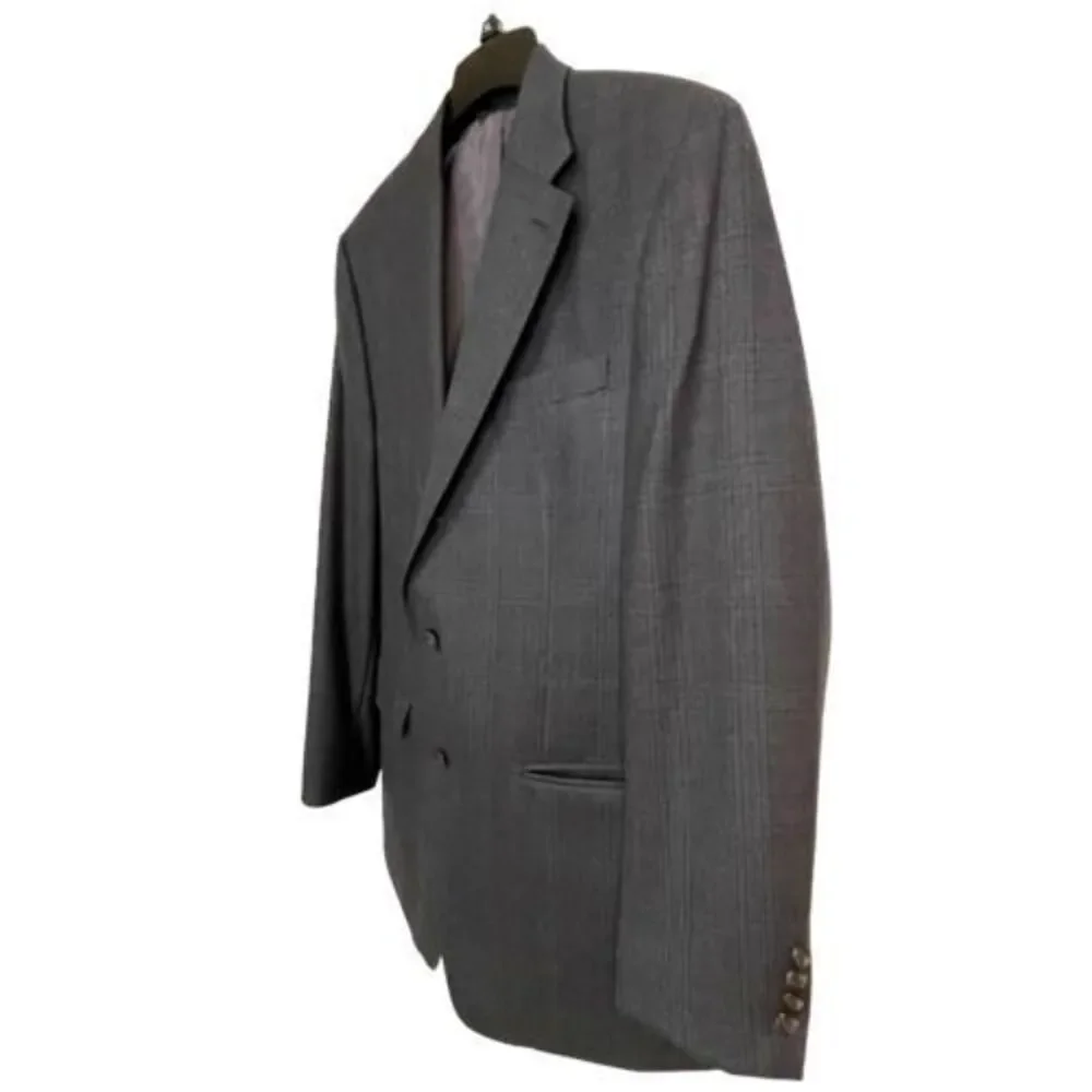 Lauren Ralph Lauren Gray‎ Glen Plaid 100% Wool Mens Sport Coat Jacket 42L